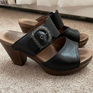 Black Dansko Slip On Heeled Sandal Size 37